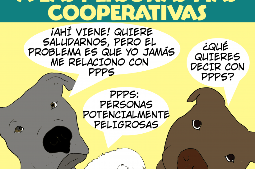 Perros evaluando la actitud de una persona.