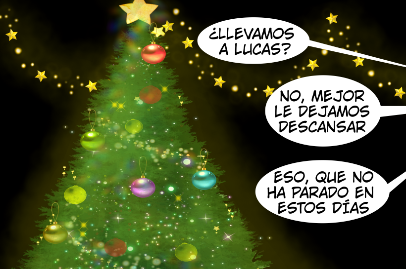 Perro durmiendo junto a un árbol navideño, destacando la necesidad de paz y amor para los perros en estas fiestas